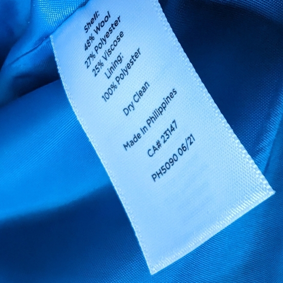 TALBOTS Wool Classic Bright Blue Felted Shetland Blazer Jacket - Picture 16 of 16